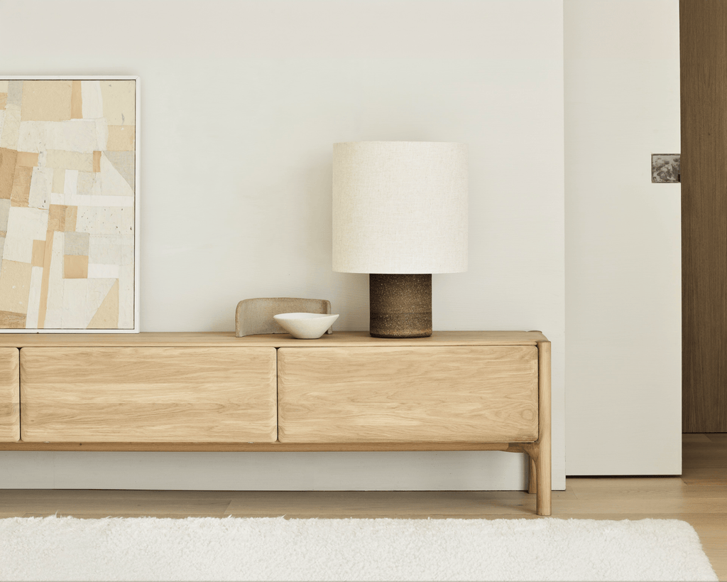 Pi Oak TV Cupboard – Handcrafted Minimalist Media Console - Sage InteriorsEthnicraftcupboard