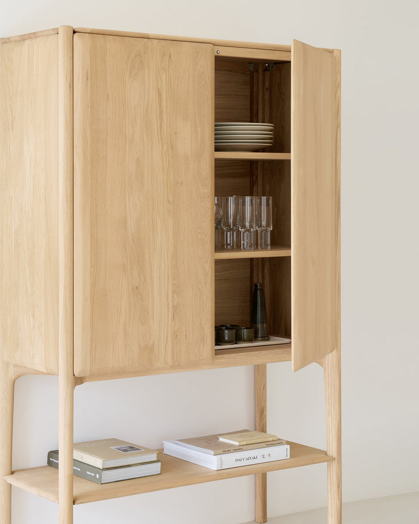 PI Solid Oak Cupboard with Push - Open Doors & Adjustable Shelves - Sage InteriorsEthnicraftCupboard