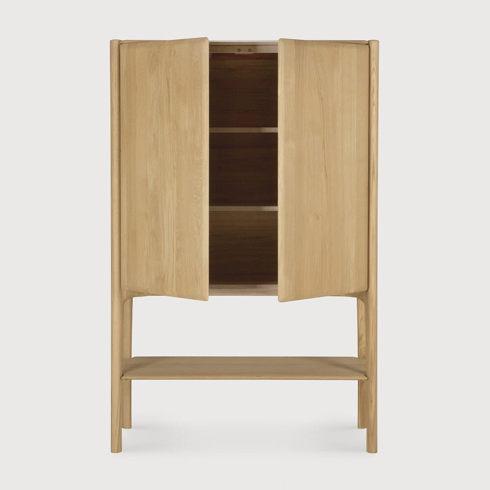 PI Solid Oak Cupboard with Push - Open Doors & Adjustable Shelves - Sage InteriorsEthnicraftCupboard