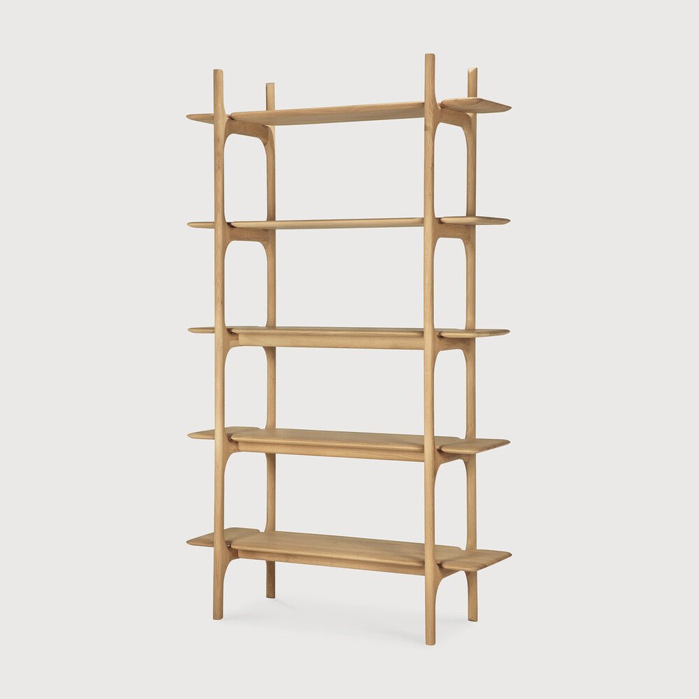 PI Solid Oak Display Rack with Natural Finish & Handcrafted Detail - Sage InteriorsEthnicraftMagazine Rack