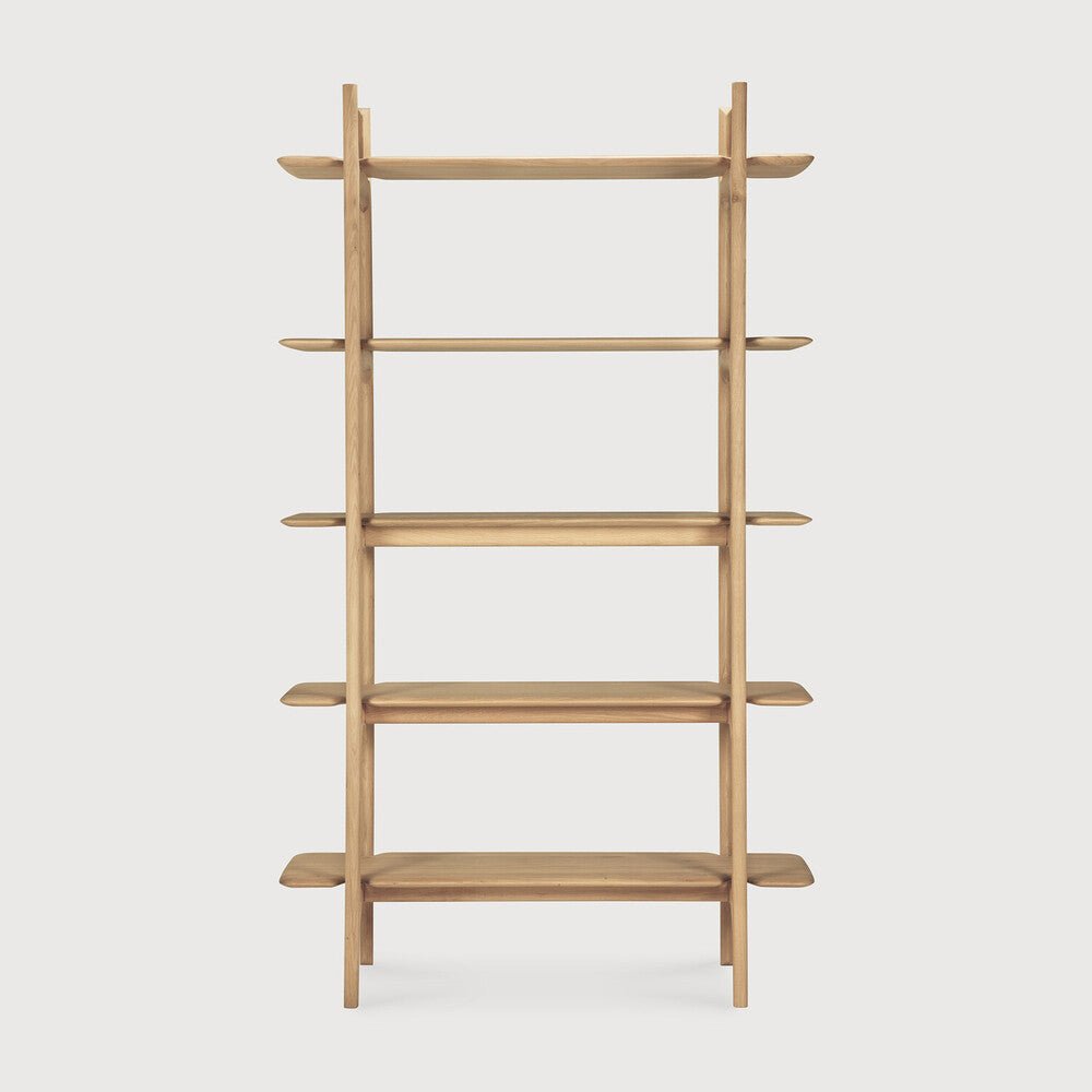 PI Solid Oak Display Rack with Natural Finish & Handcrafted Detail - Sage InteriorsEthnicraftMagazine Rack