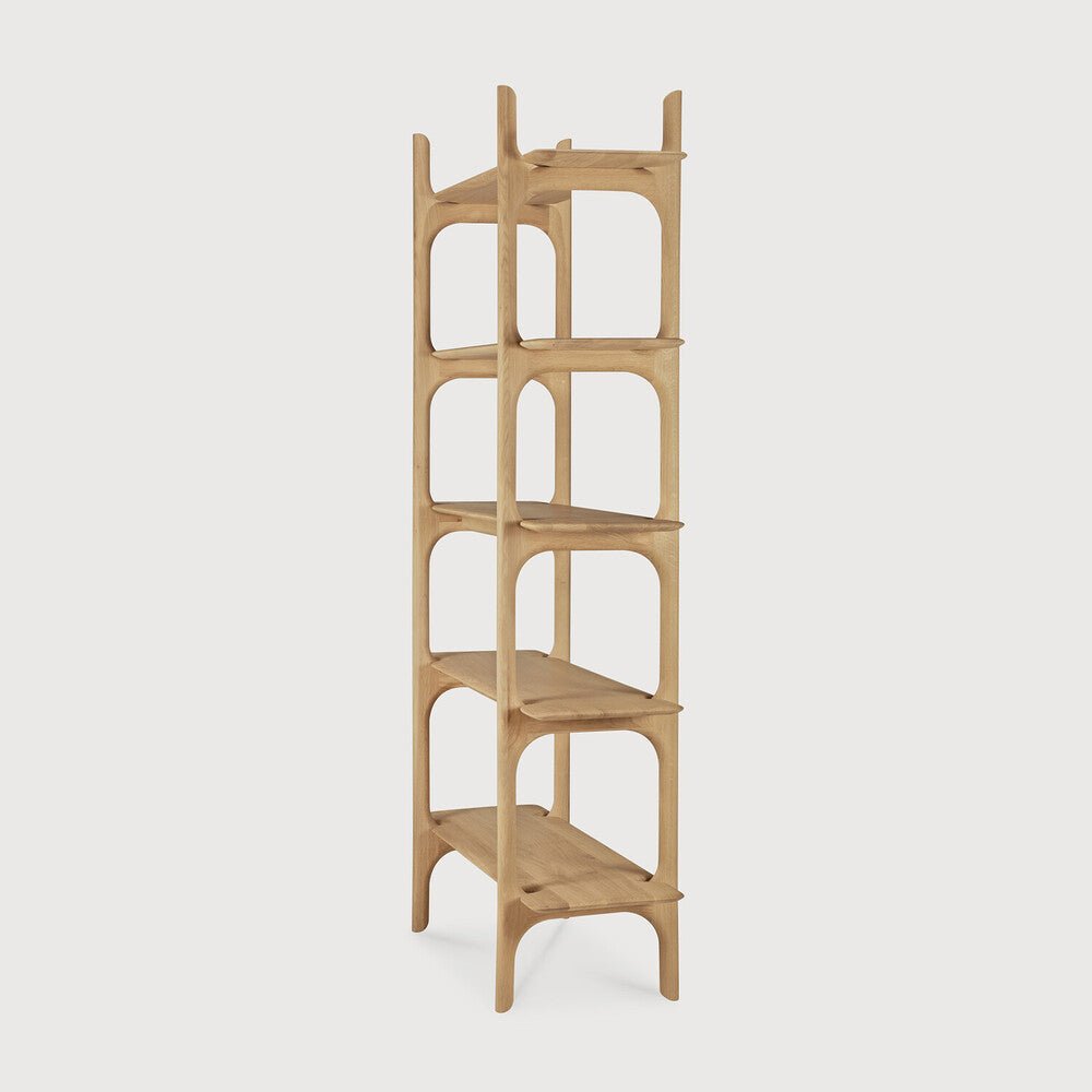 PI Solid Oak Display Rack with Natural Finish & Handcrafted Detail - Sage InteriorsEthnicraftMagazine Rack