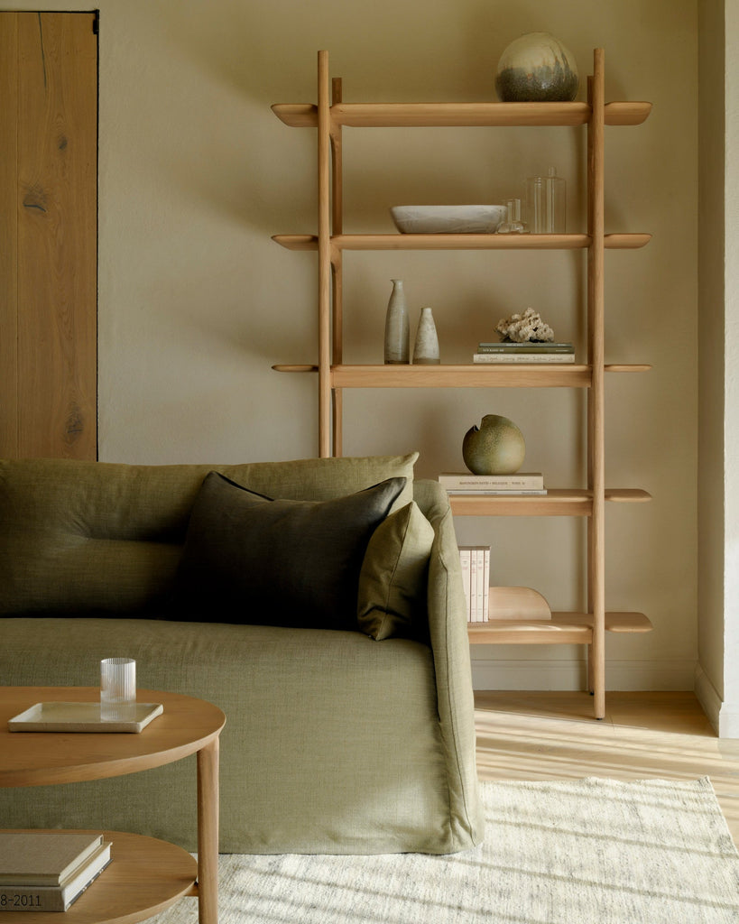 PI Solid Oak Display Rack with Natural Finish & Handcrafted Detail - Sage InteriorsEthnicraftMagazine Rack