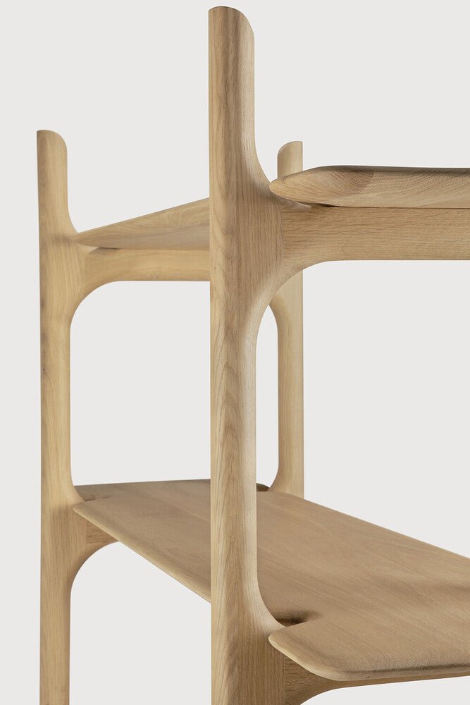 PI Solid Oak Display Rack with Natural Finish & Handcrafted Detail - Sage InteriorsEthnicraftMagazine Rack