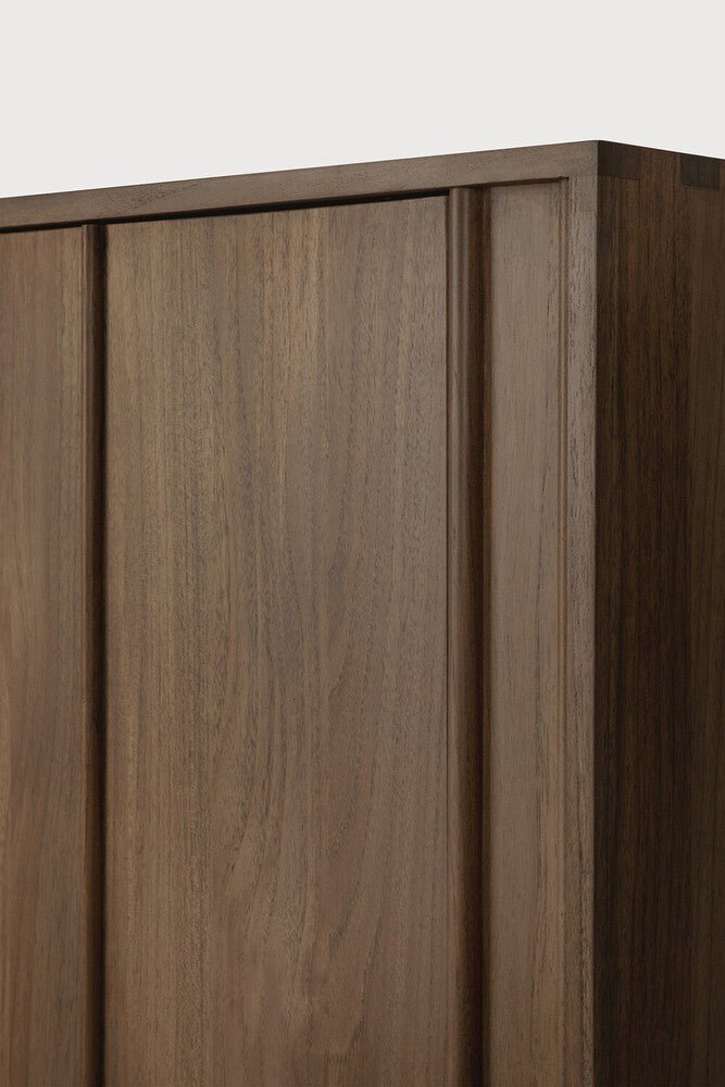 Pillar Wild Brown Teak Sideboard with Vertical Paneling & Push - Open Doors - Sage InteriorsEthnicraftsideboard