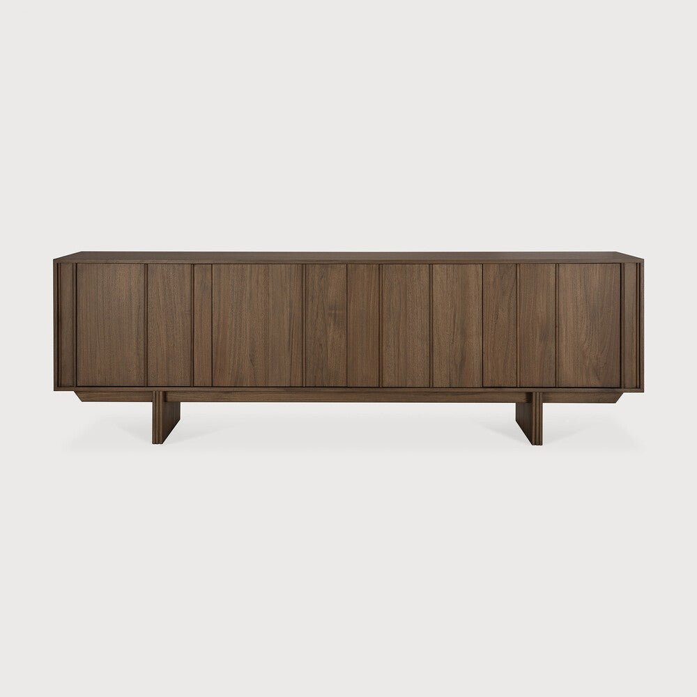 Pillar Wild Brown Teak Sideboard with Vertical Paneling & Push - Open Doors - Sage InteriorsEthnicraftsideboard