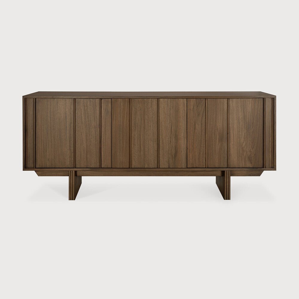 Pillar Wild Brown Teak Sideboard with Vertical Paneling & Push - Open Doors - Sage InteriorsEthnicraftsideboard