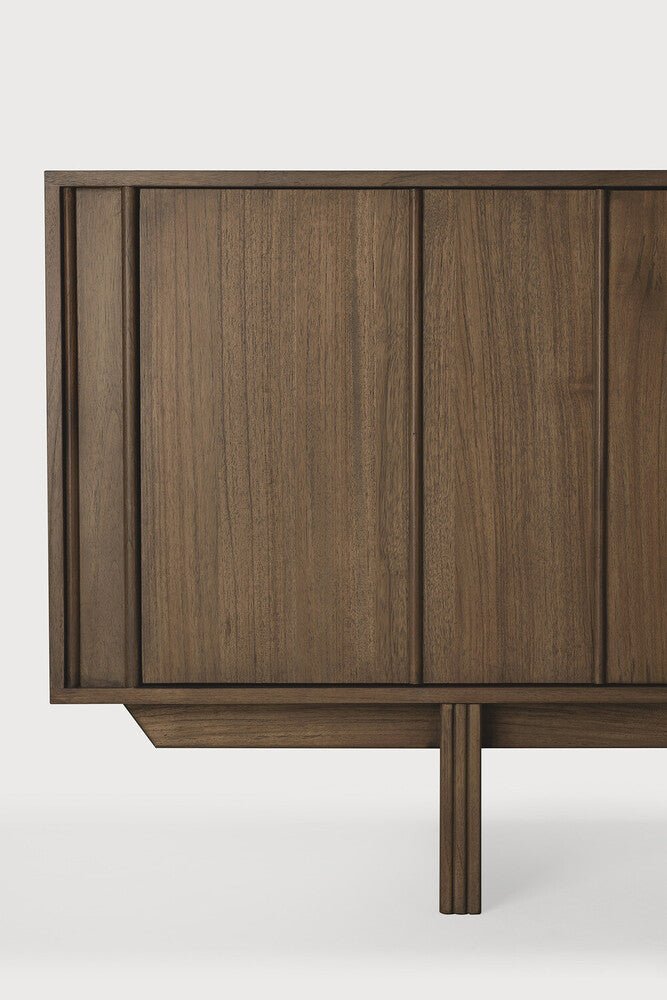 Pillar Wild Brown Teak Sideboard with Vertical Paneling & Push - Open Doors - Sage InteriorsEthnicraftsideboard