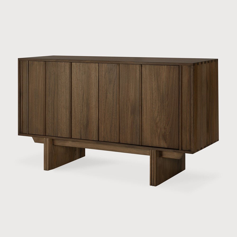 Pillar Wild Brown Teak Sideboard with Vertical Paneling & Push - Open Doors - Sage InteriorsEthnicraftsideboard