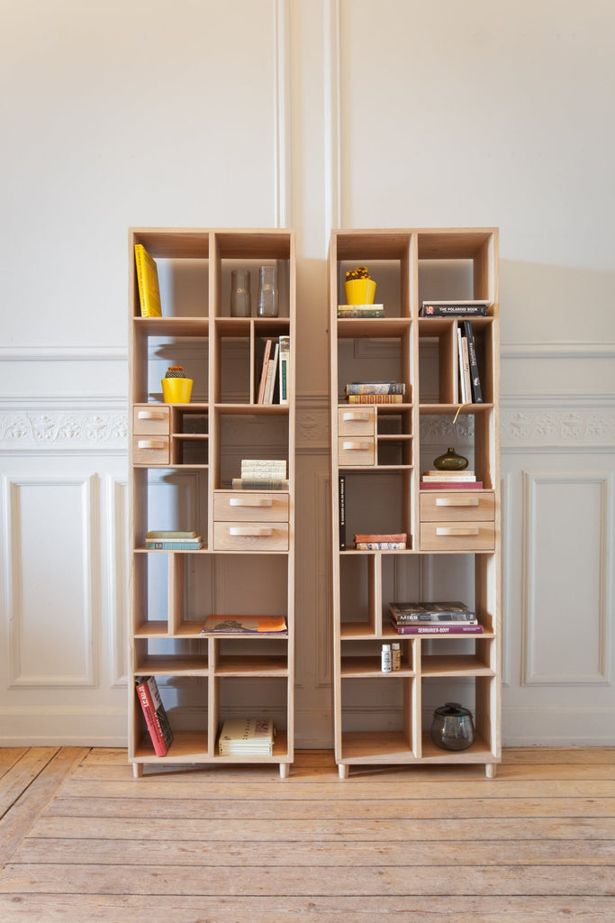 Pirouette Rack – Elegant Oak Wooden Shelving Unit Sage Interiors - Sage InteriorsETHNICRAFTBookcase