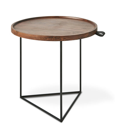 Porter End Table – Solid Walnut Top with CNC Recess & Leather Detail - Sage InteriorsSage InteriorsTable