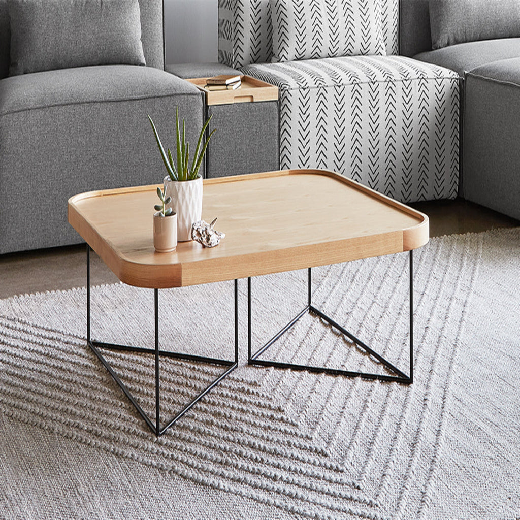 Porter Square Coffee Table – Walnut or FSC® Ash Veneer with Steel Base - Sage InteriorsGusTable