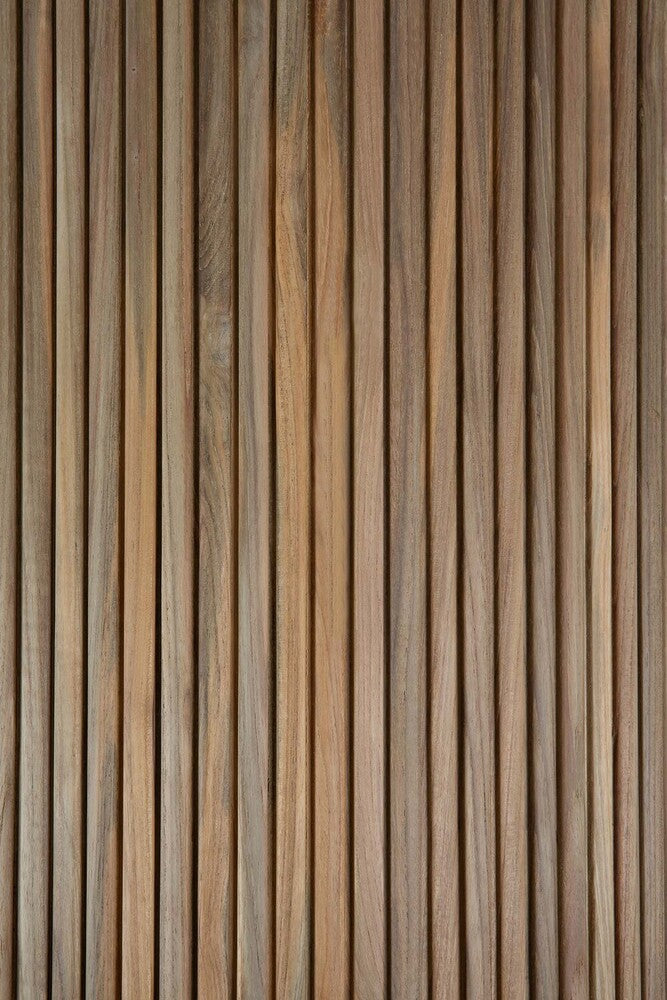 Close-up of a wooden panel with vertical slats