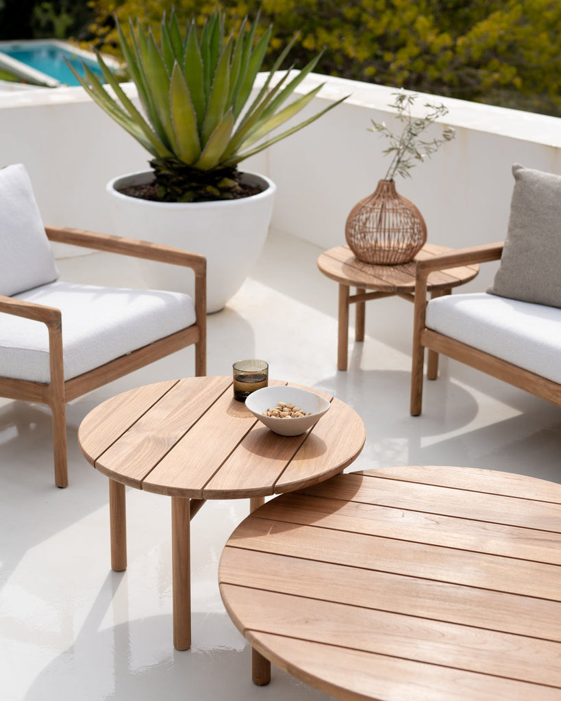 Outdoor Coffee Table – Sage Interiors Quatro Solid Teak Round Table | Sage Interiors
