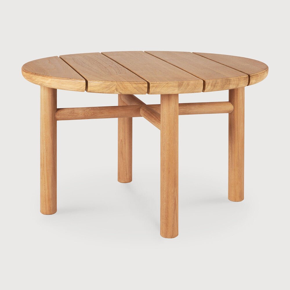 Wooden outdoor table on a white background