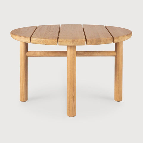 Wooden round table with a white background
