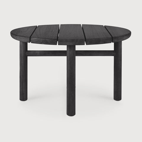 Wooden round table with a white background