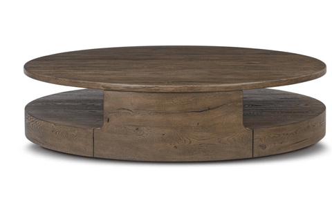 Reclaimed French Oak Natural Grain Round Coffee table - Sage InteriorsFour Hands