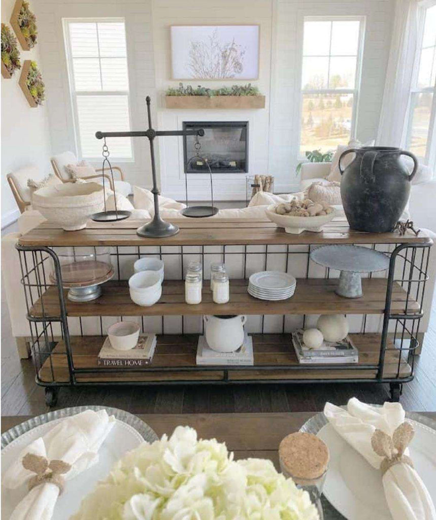 Reclaimed Wood Bakers Rack on Wheels - Sage InteriorsSage Interiors