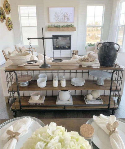 Reclaimed Wood Bakers Rack on Wheels - Sage InteriorsSage Interiors