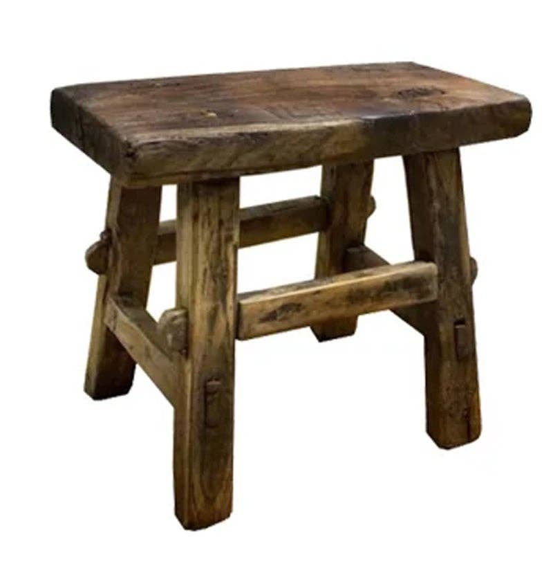Rect.angular Antique Mini Stool - Sage InteriorsNACH