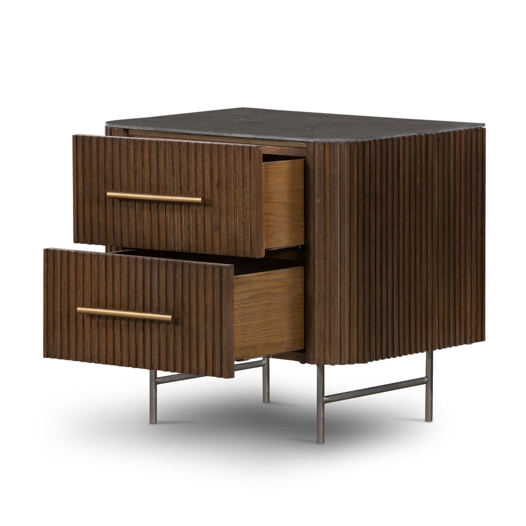 Reeding Nightstand, Bluestone Oak - Sage InteriorsFHottoman