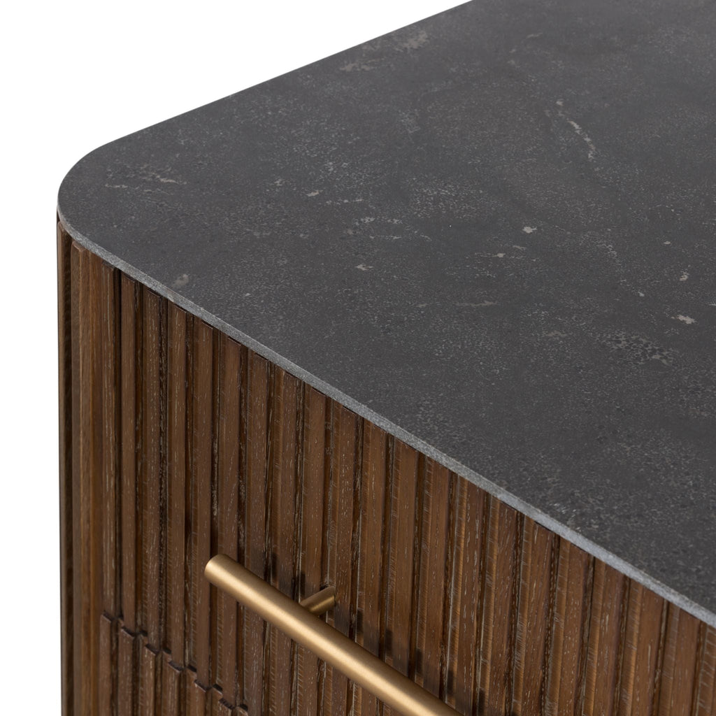 Reeding Nightstand, Bluestone Oak - Sage InteriorsFHottoman