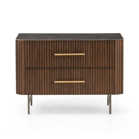 Reeding Nightstand, Large Bluestone Oak - Sage InteriorsFHottoman
