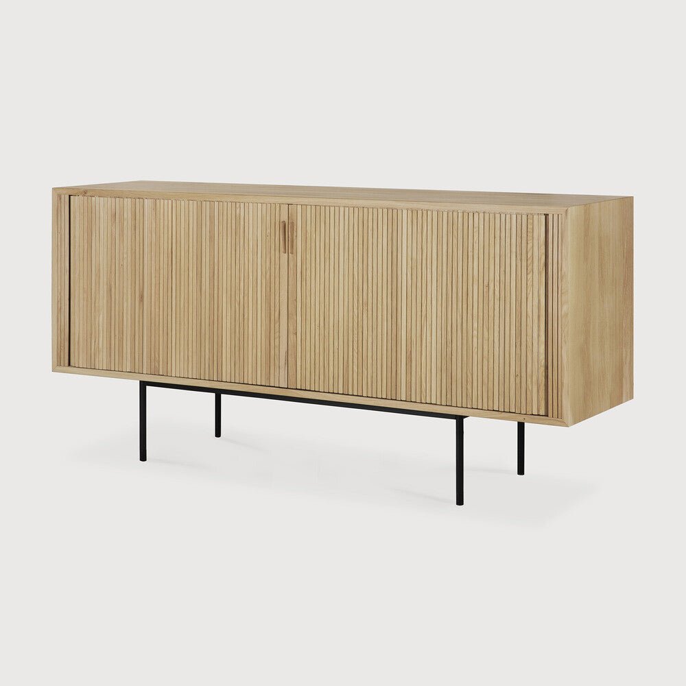 Roller Max Solid Oak Sideboard with Sliding Doors & Stacked Wood Design - Sage InteriorsEthnicraftsideboard
