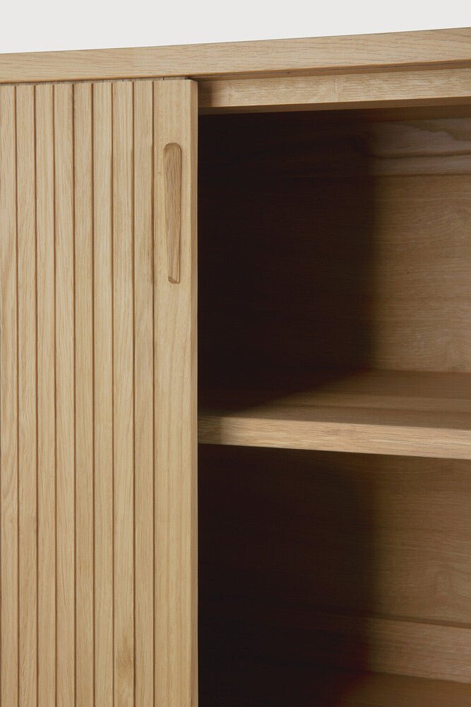 Roller Max Solid Oak Sideboard with Sliding Doors & Stacked Wood Design - Sage InteriorsEthnicraftsideboard