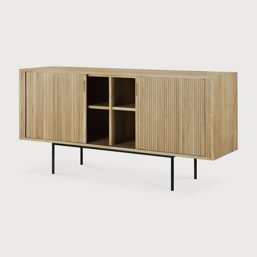 Roller Max Solid Oak Sideboard with Sliding Doors & Stacked Wood Design - Sage InteriorsEthnicraftsideboard