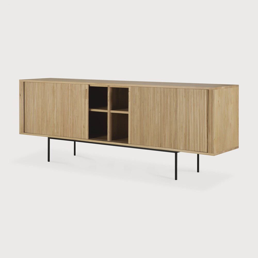 Roller Max Solid Oak Sideboard with Sliding Doors & Stacked Wood Design - Sage InteriorsEthnicraftsideboard