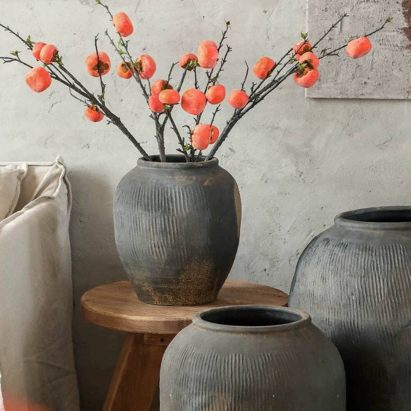 Round Earthnware Gray Pot: Small - Sage InteriorsRustic Reachpot