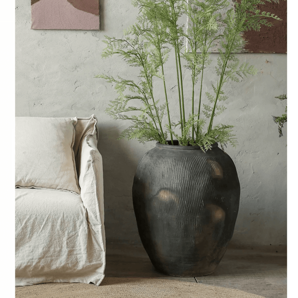 Round Earthnware Gray Pot: Small - Sage InteriorsRustic Reachpot