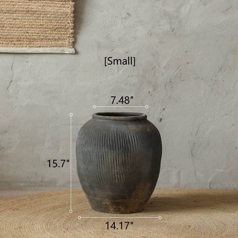 Round Earthnware Gray Pot: Small - Sage InteriorsRustic Reachpot