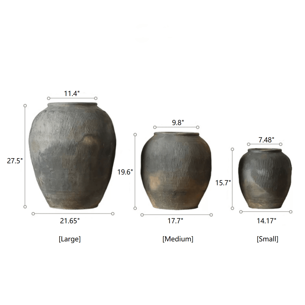 Round Earthnware Gray Pot: Small - Sage InteriorsRustic Reachpot