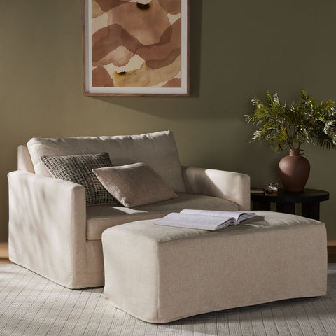 Cassie Slipcover Chair with Ottoman