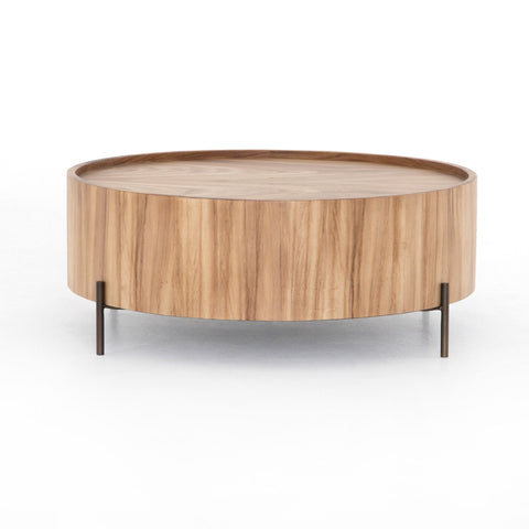 Drum-Shaped Coffee Table, Gold Guanacaste, Delivered to You Sooner