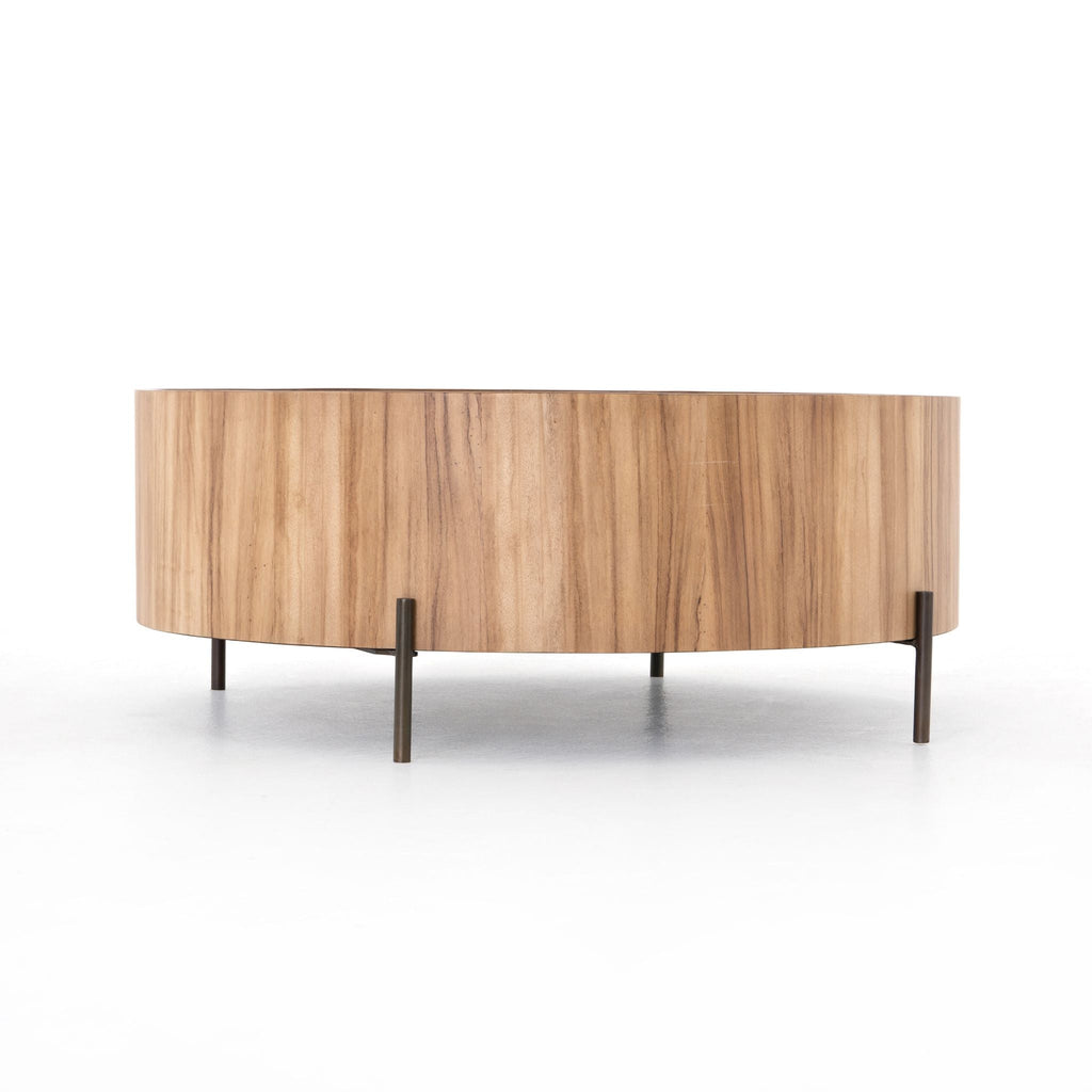 Drum-Shaped Coffee Table, Gold Guanacaste, Delivered to You Sooner