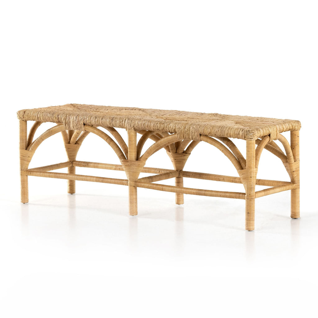 Wrapped Honey Rattan Accent Bench, Delivered to You Sooner