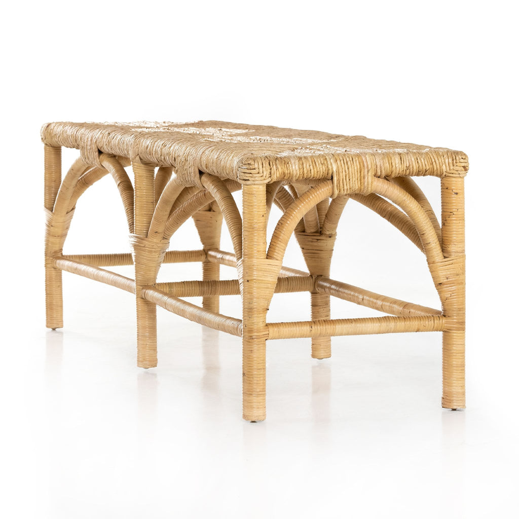 Accent Bench, Wrapped Honey Rattan