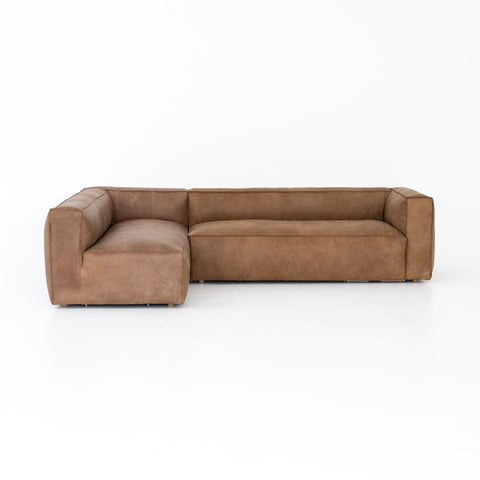 Lecco 2 Piece Sectional, Natural Washed Leather, Delivered to You Sooner