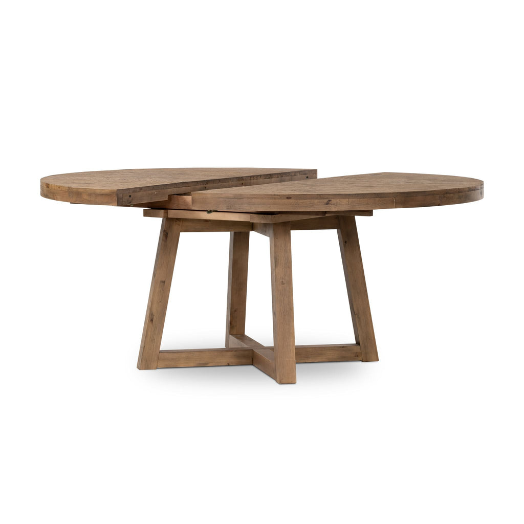 Extendable Round Dining Table, Rustic Natural, Delivered to You Sooner