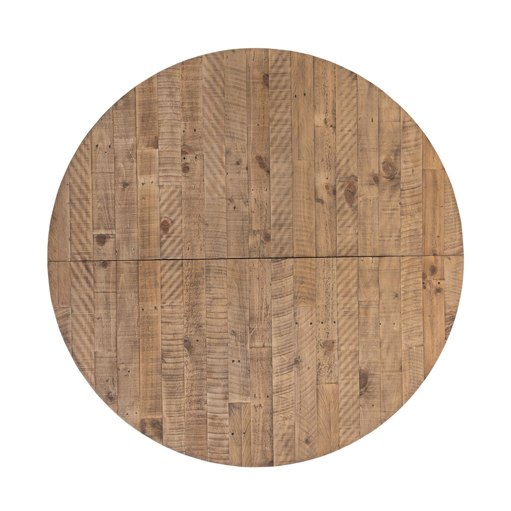 Extendable Round Dining Table, Rustic Natural, Delivered to You Sooner