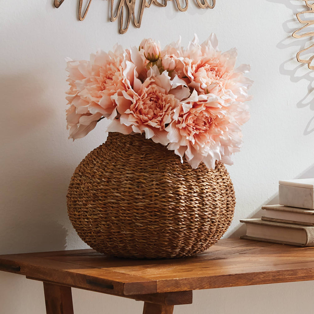 Seagrass Round Vase: Natural / Seagrass Metal - Sage InteriorsNapa Home & Garden