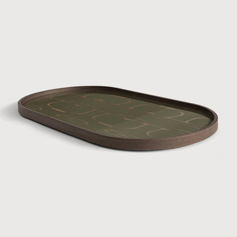 Second Nature Tray Oblong Moss Green Motif Sage Interiors - Sage InteriorsEthnicrafttray