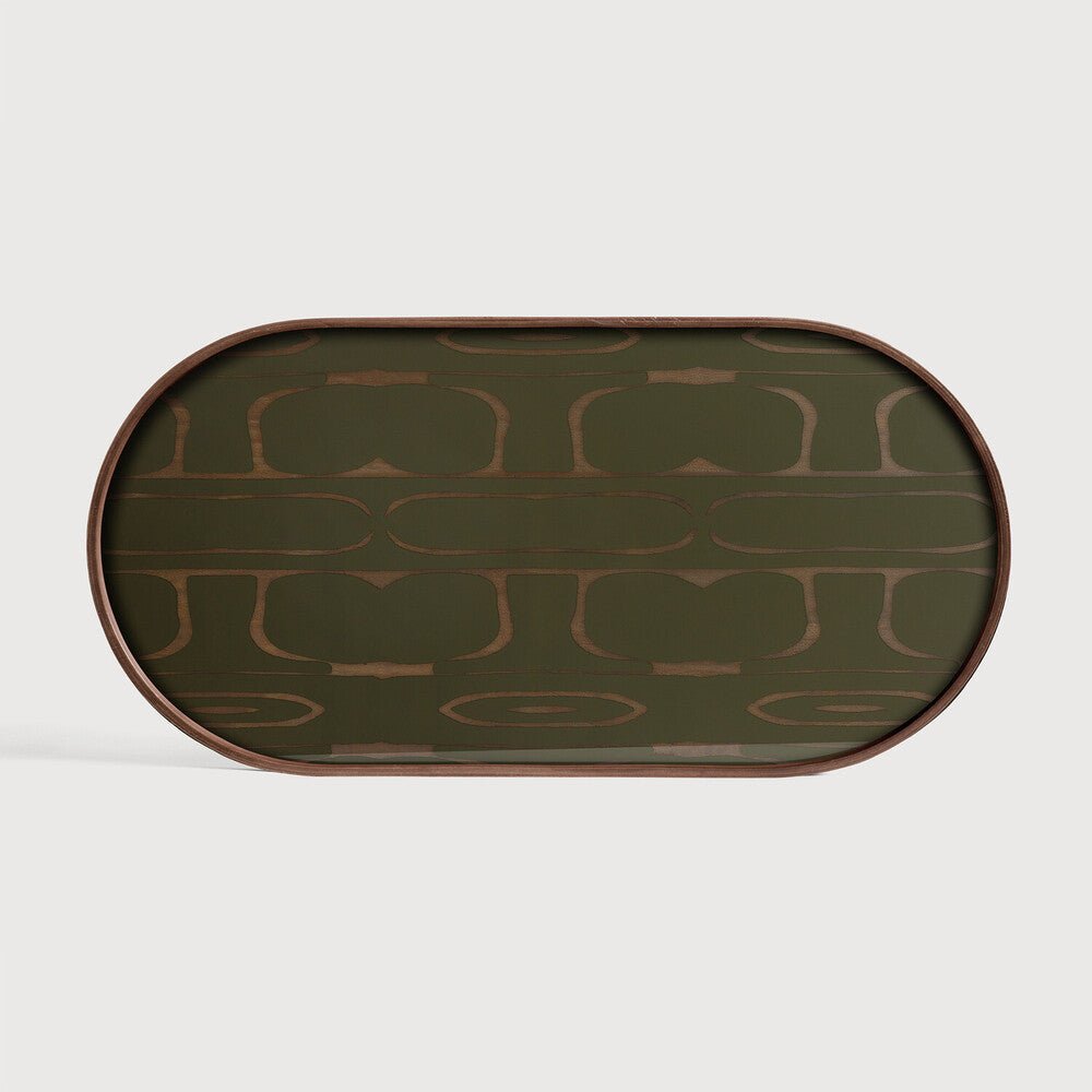 Second Nature Tray Oblong Moss Green Motif Sage Interiors - Sage InteriorsEthnicrafttray