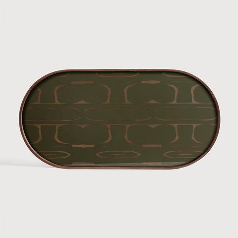 Second Nature Tray Oblong Moss Green Motif Sage Interiors - Sage InteriorsEthnicrafttray