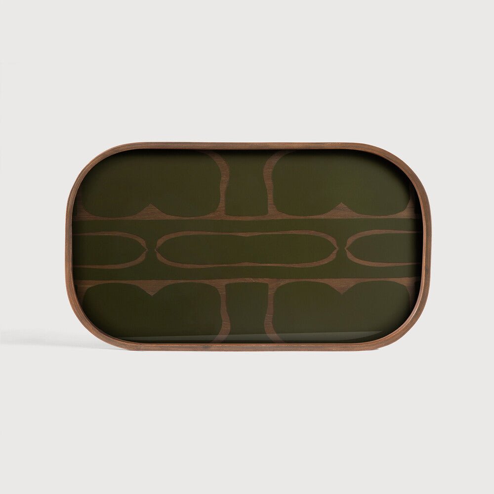 Second Nature Valet Rectangular Tray Bronze Finish with Moss Green Motif Sage Interiors - Sage InteriorsEthnicraftvalet tray