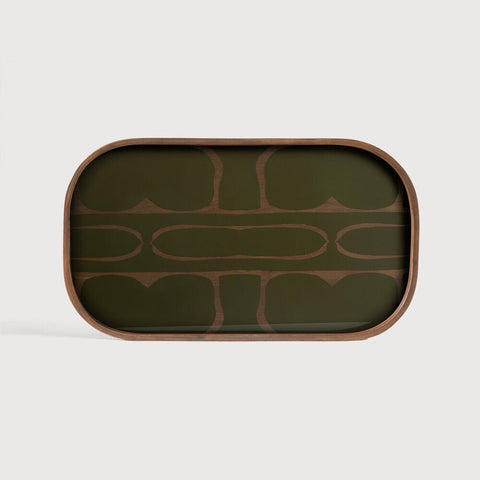 Second Nature Valet Rectangular Tray Bronze Finish with Moss Green Motif Sage Interiors - Sage InteriorsEthnicraftvalet tray